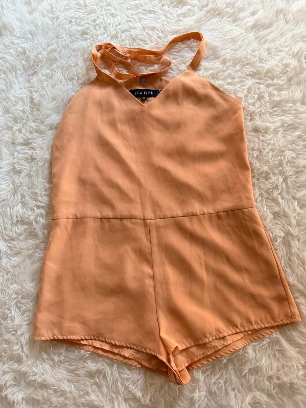 The Fifth Label V-Neck Halter Romper in Peach